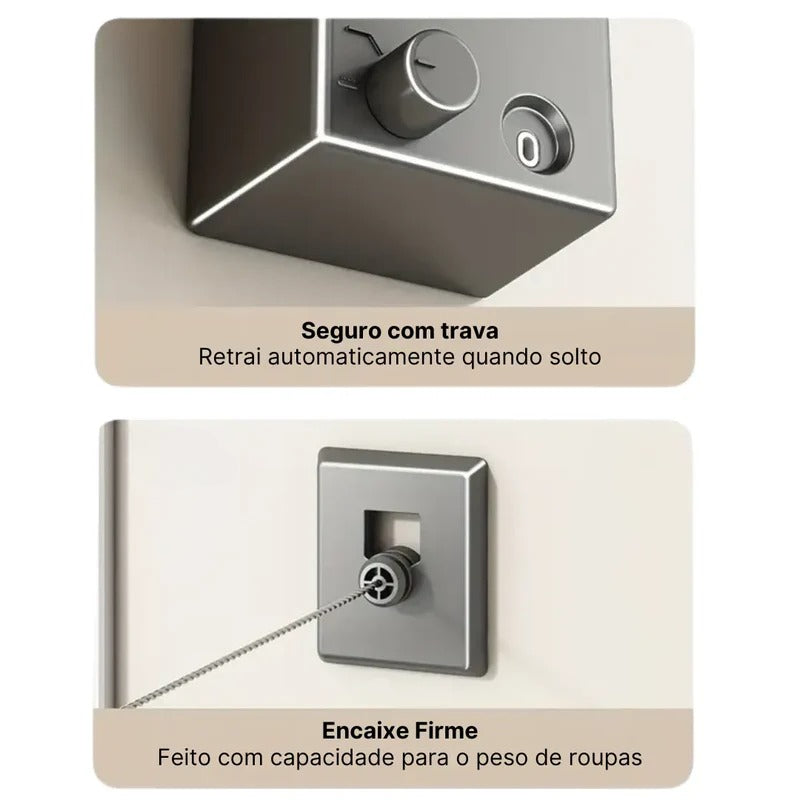 Varal Invisível Retrátil de Aço inox - Tazzi🔥 QUEIMA DE ESTOQUE VERÃO